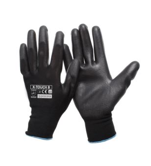 RĘKAWICE OCHRONNE POWLEKANE PU X-TOUCH BLACK