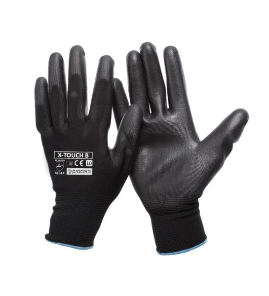 RĘKAWICE OCHRONNE POWLEKANE PU X-TOUCH BLACK