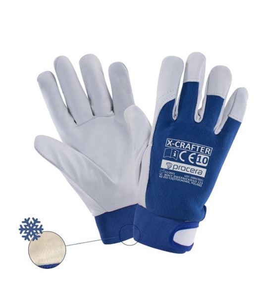 RĘKAWICE OCHRONNE OCIEPLANE WZMOCNIONE KOZIĄ SKÓRĄ X-CRAFTER WINTER