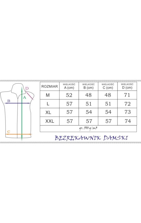 BEZRĘKAWNIK DAMSKI 500 g/m2